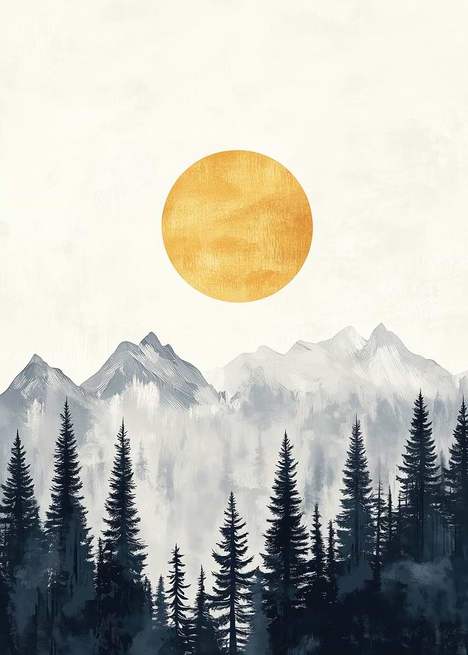 Golden Sun Mountain Landscape