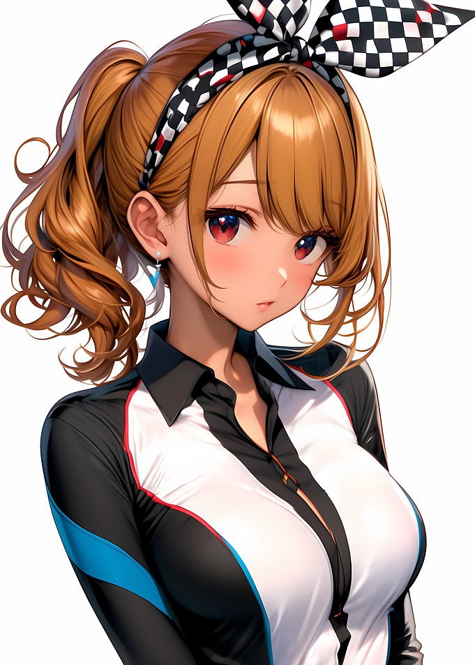 Anime Girl with Checkered Headband