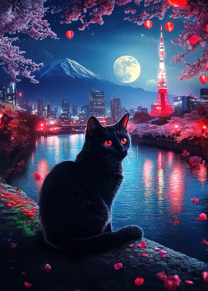 Black Cat Tokyo Night