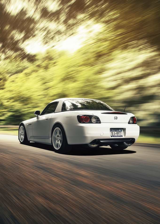 White Honda S2000 on Road