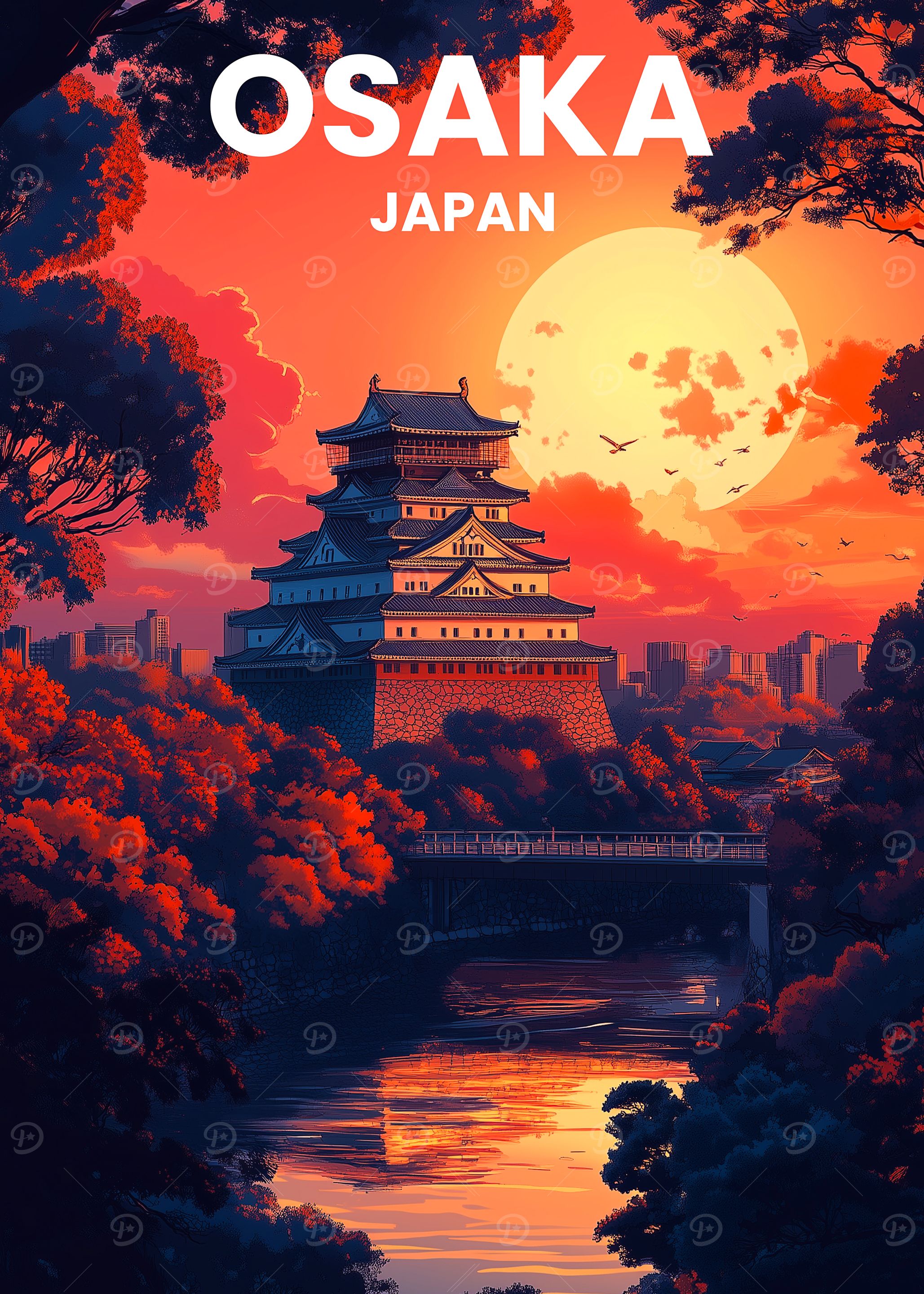 Osaka Castle Sunset