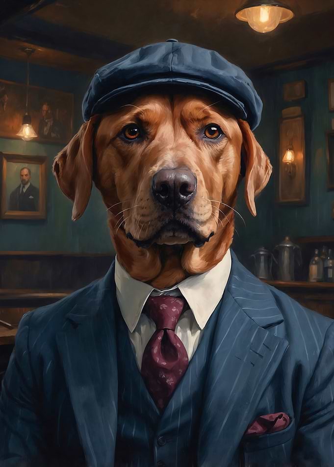 Red Labrador Retriever Dog Wearing a Suit