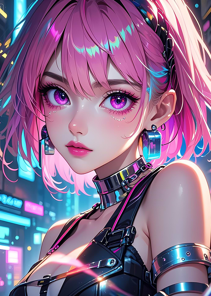 Anime Girl with Pink Hair