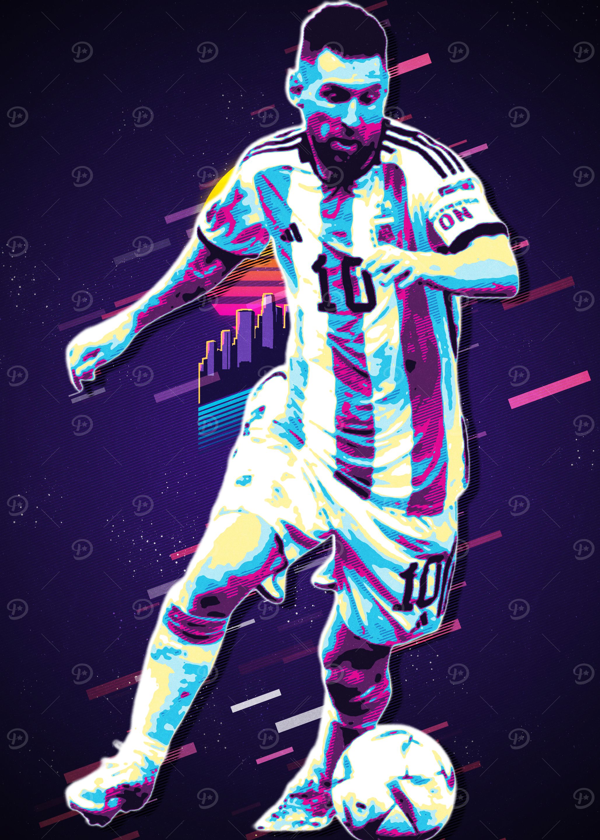 Messi Retro Soccer Art