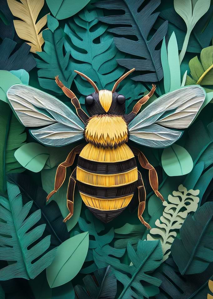 Papercraft Bee in Jungle