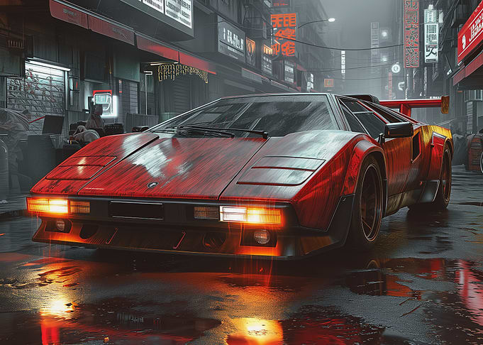 Red Lamborghini in City
