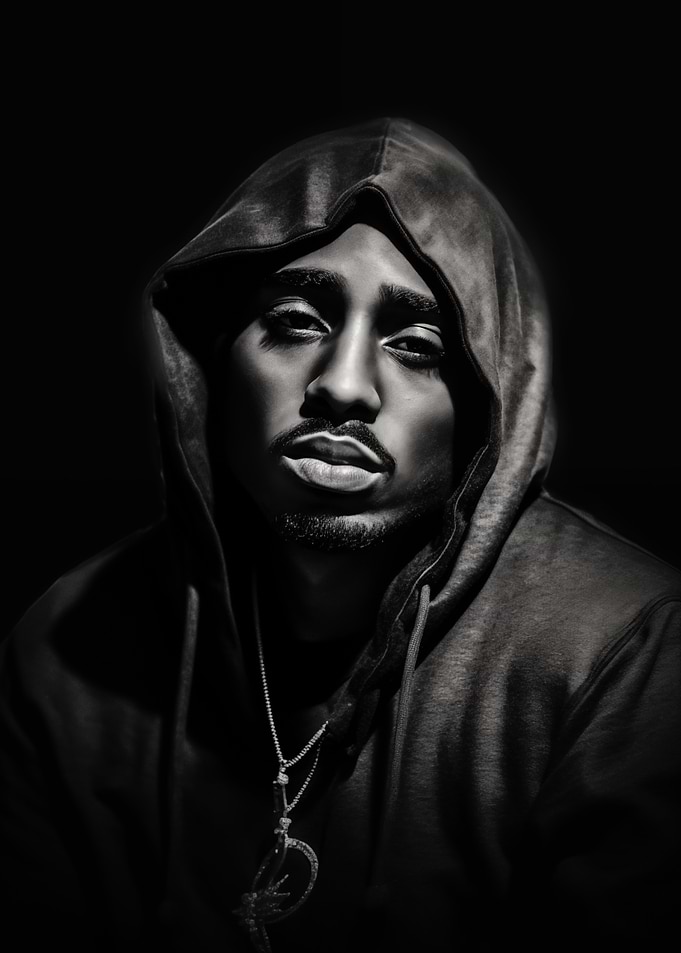 2pac rapper in Hoodie Portrait