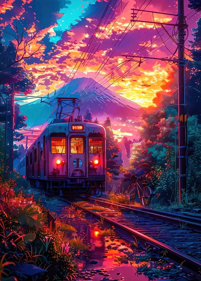 Train Under Sunset