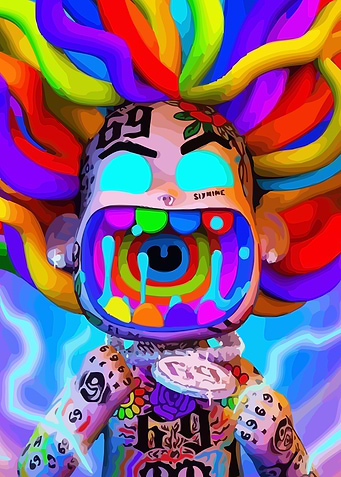6ix9ine Cartoon Portrait