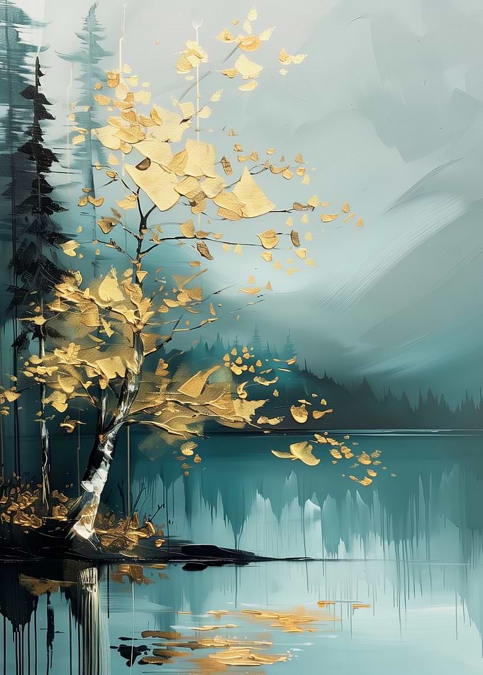 Golden Tree by the Lake