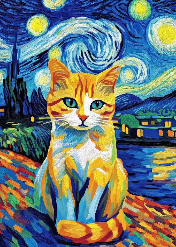 Cat in Starry Night