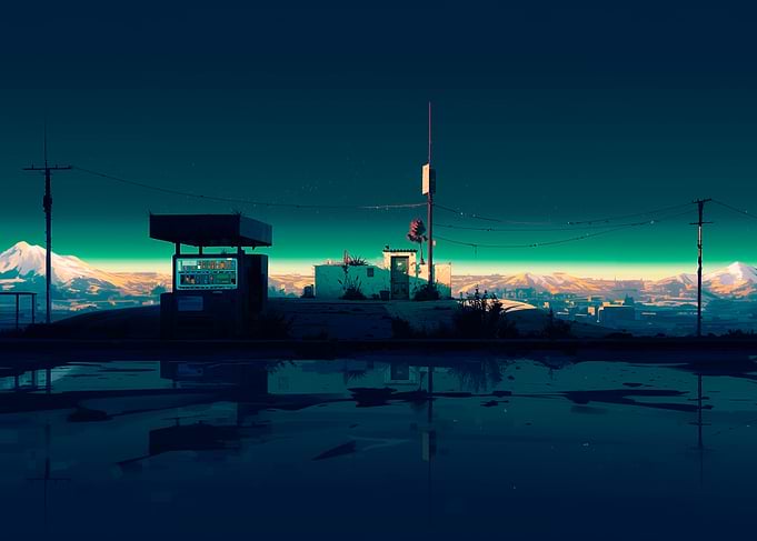 Nighttime Gas Station