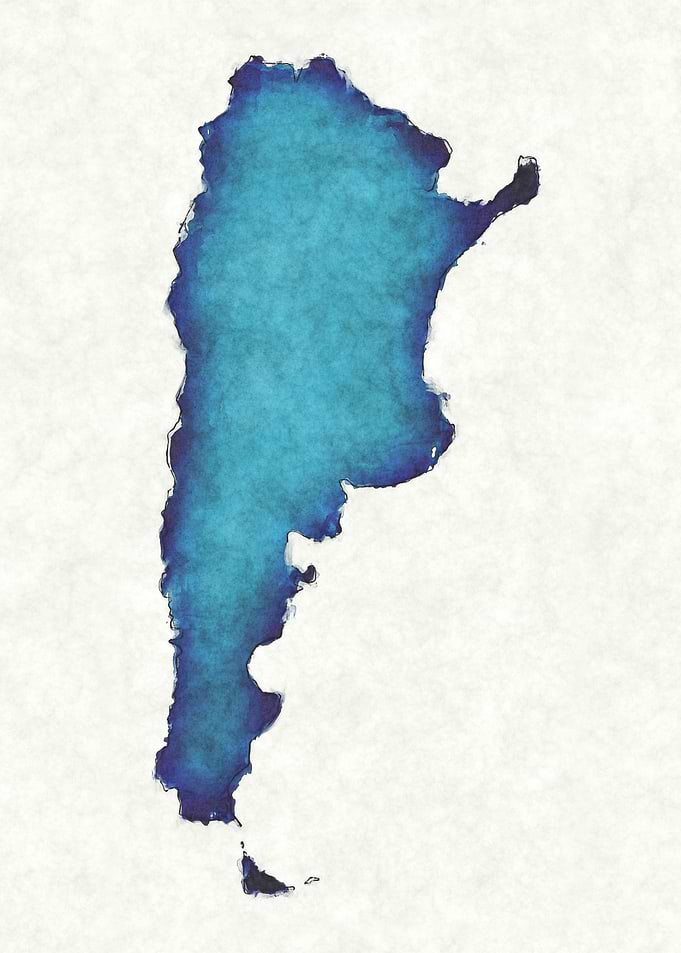 Argentina watercolor map