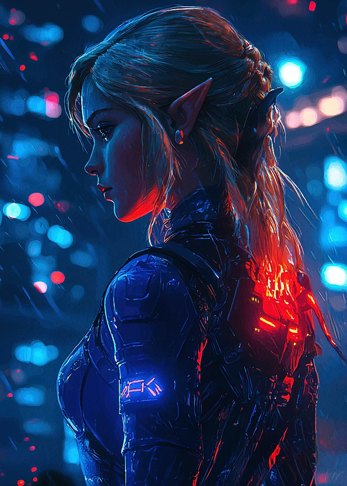 Cyberpunk Elf Warrior