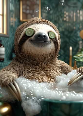 Funny animal: Sloth Wellness & Spa Day, Relaxing bubble bath