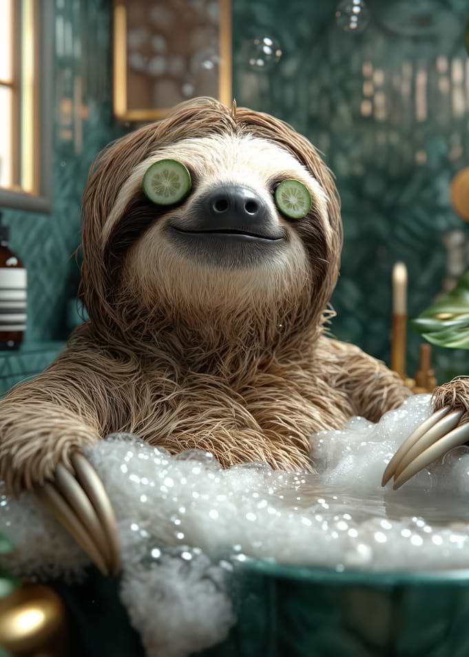 Funny animal: Sloth Wellness & Spa Day, Relaxing bubble bath