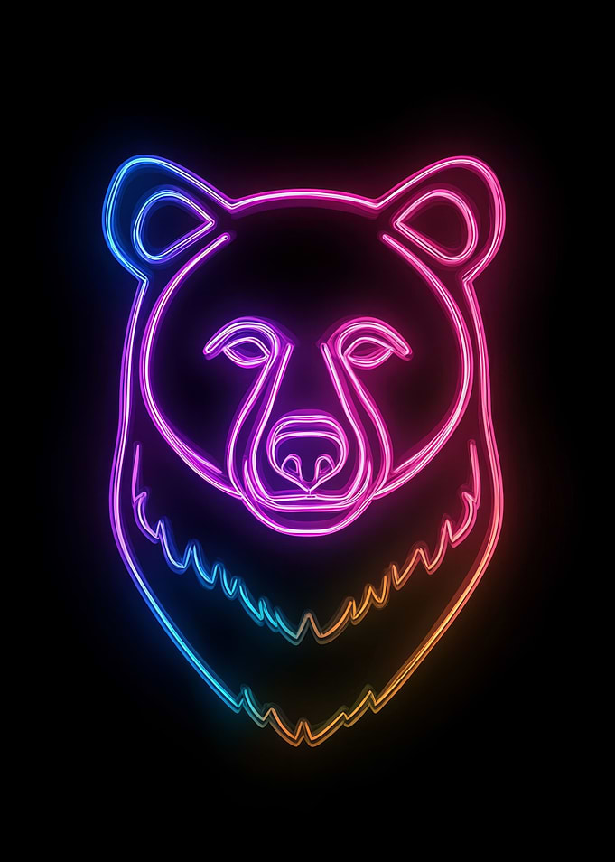 Neon Bear Head