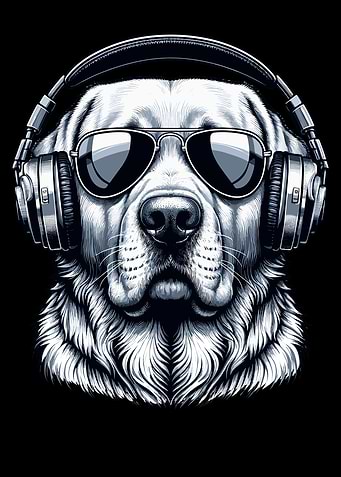 Labrador with Headphones Dog Lovers