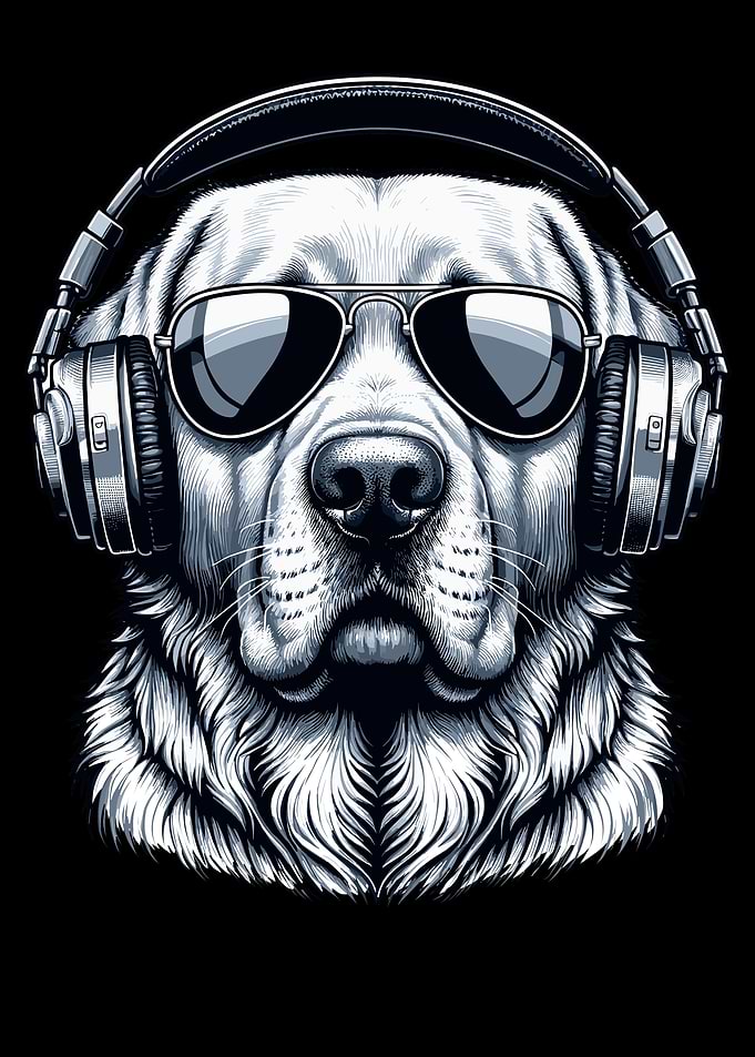 Labrador with Headphones Dog Lovers