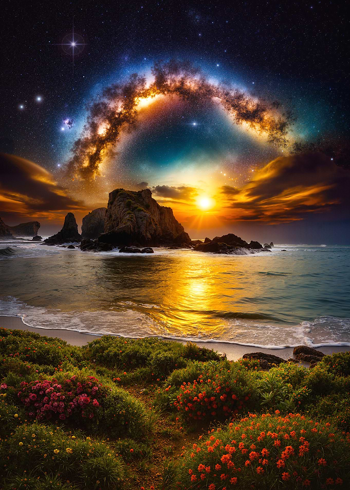 Milky Way Sunset Seascape