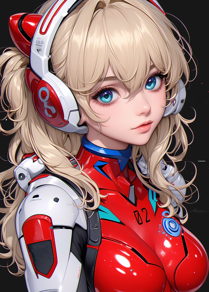 futuristic Anime Girl in Red Suit