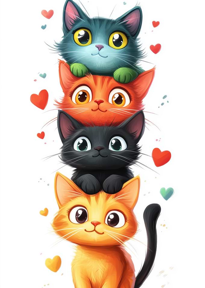 Cute Stacked Cats
