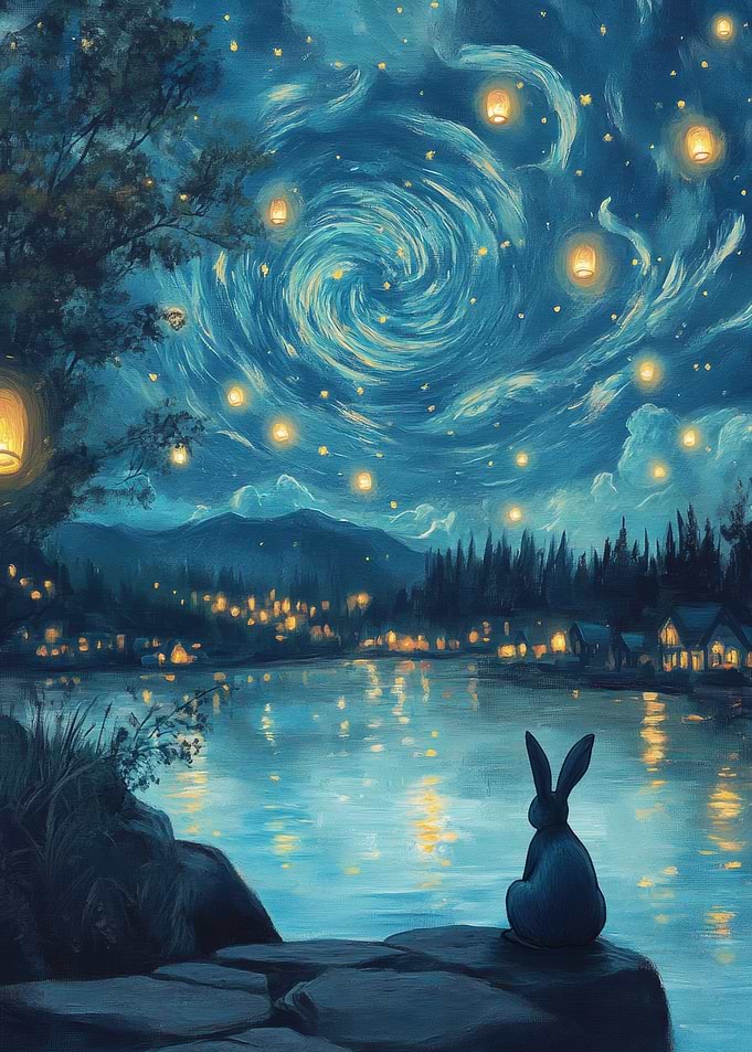 Night Sky with Rabbit