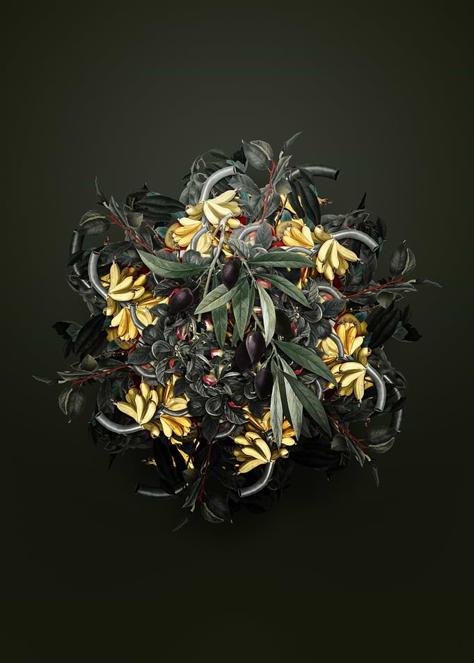 Golden Fruit Olive Tree Branch Wreath Bouquet