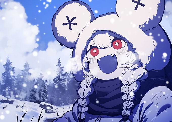 Smiling Anime Girl in Winter
