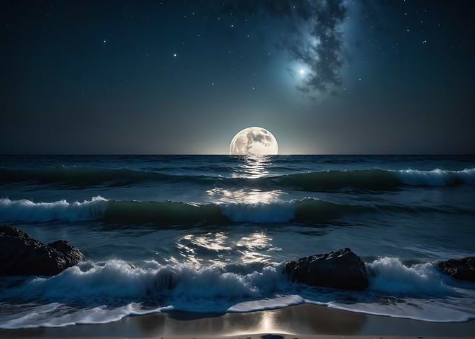 Full Moon Over Ocean