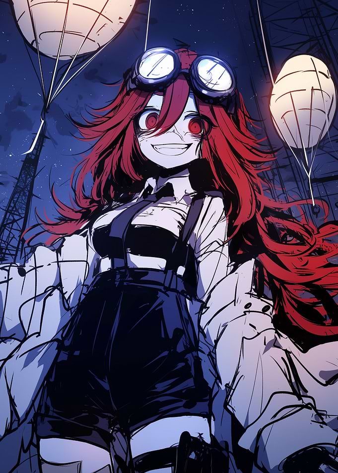 Red-Haired Anime Girl with Goggles
