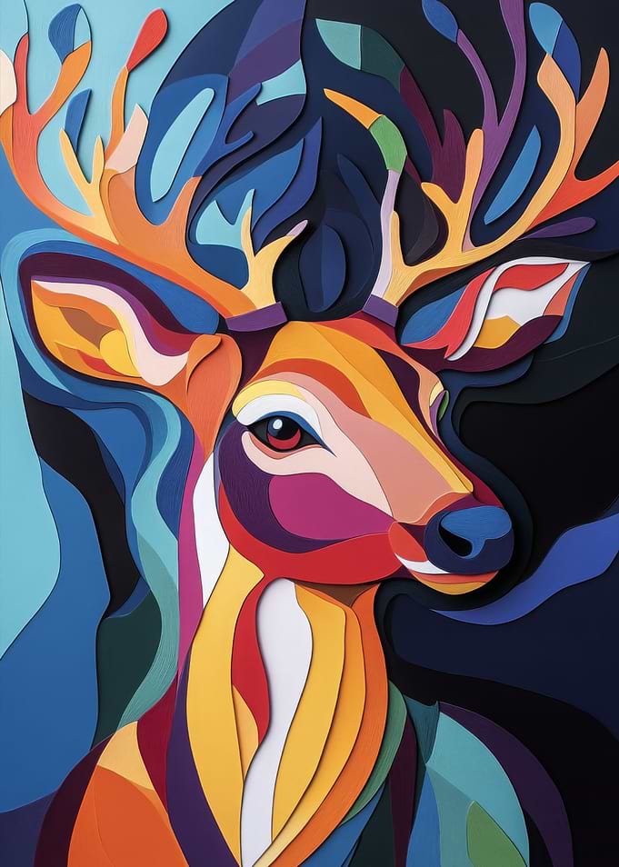 Papercut Deer Art