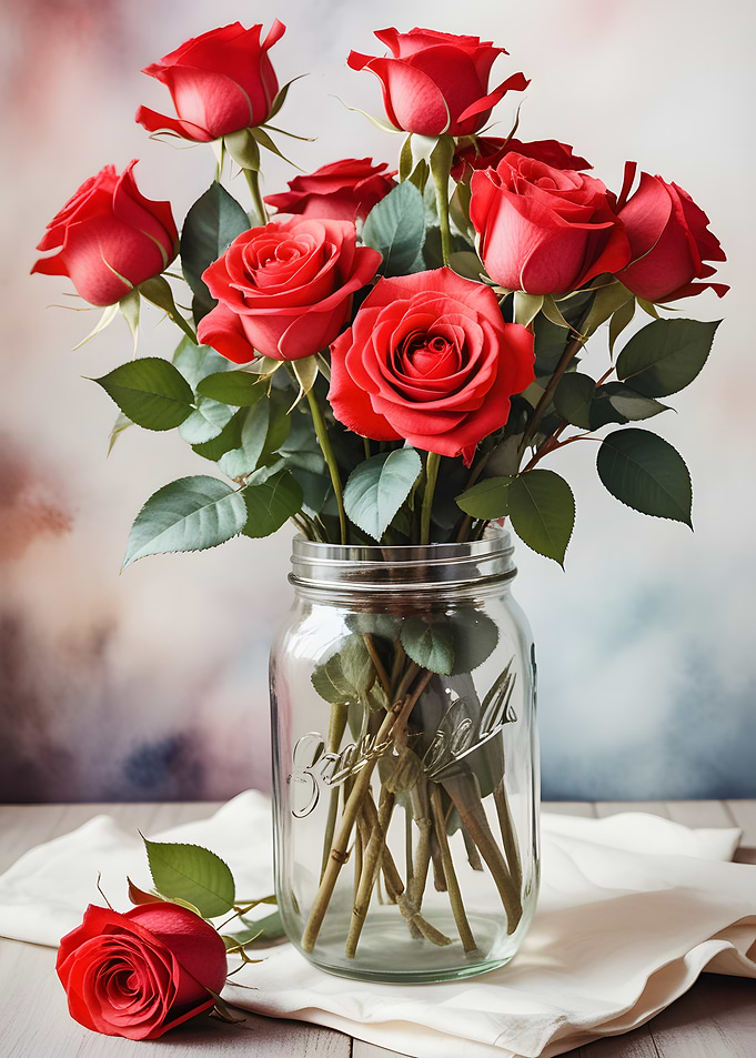 Red Roses in a Jar