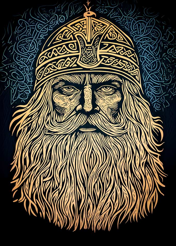 Viking Warrior Linocut
