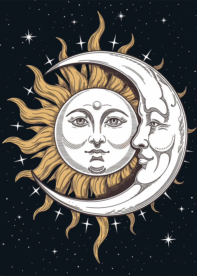 Sun and Moon Celestial Art
