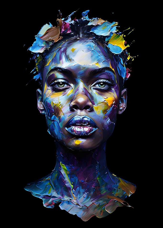 Abstract Portrait with Blue and Purple
