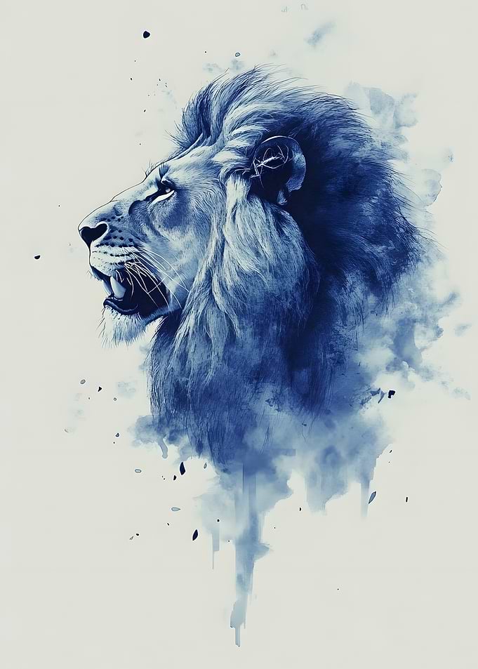 Blue Lion Watercolor