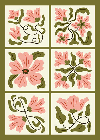 Boho Wavy Floral Tile Collection