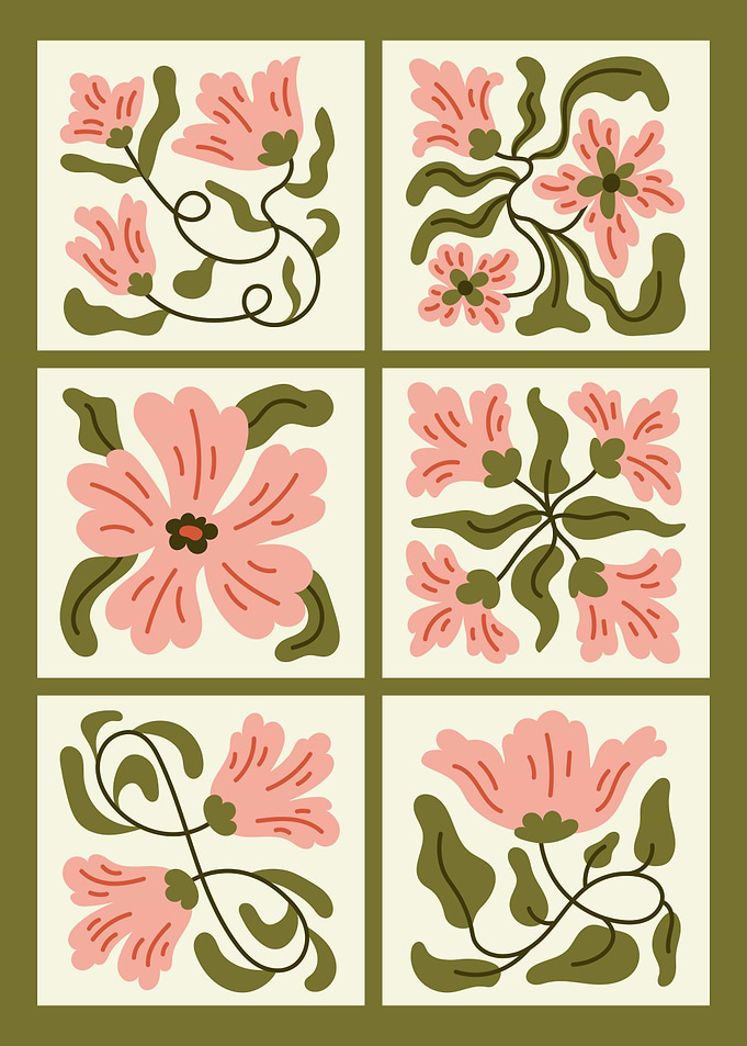 Boho Wavy Floral Tile Collection