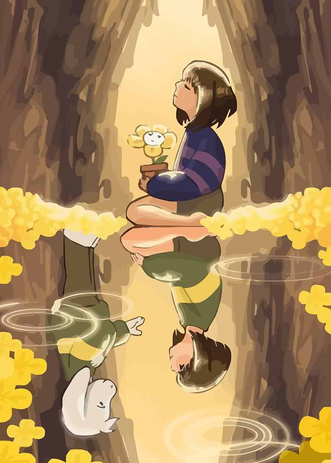 Frisk and Flowey Reflection