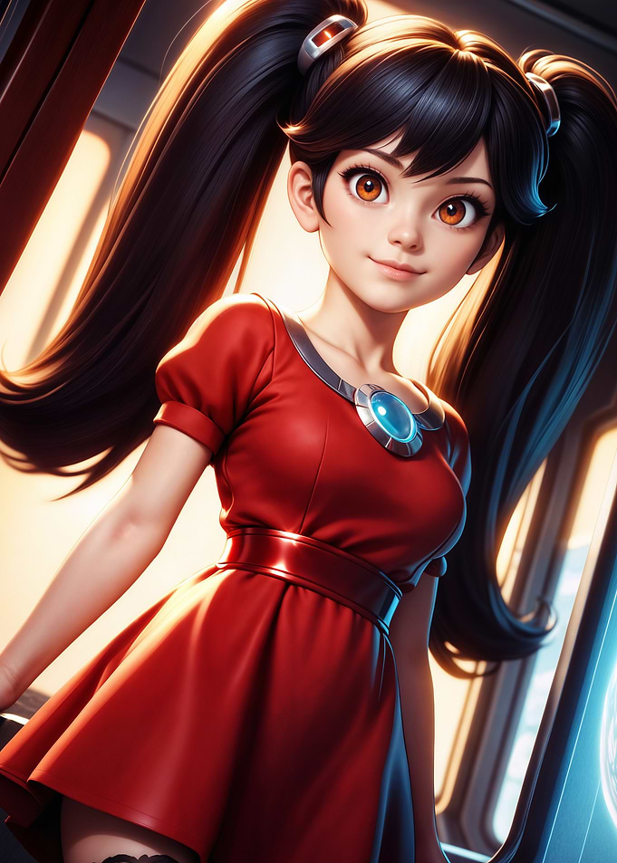Anime Girl in Red Dress
