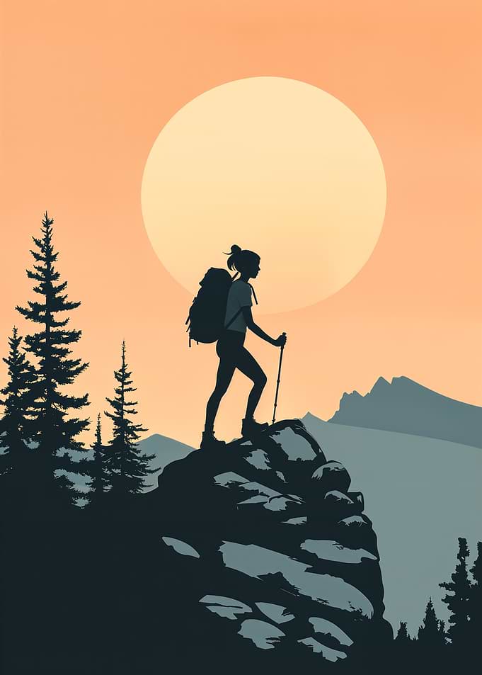 Silhouette of a Hiker