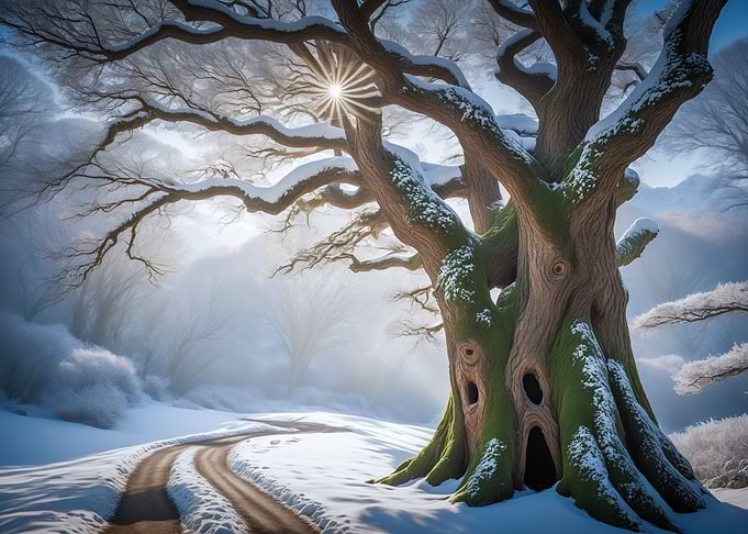 Snowy Forest Path