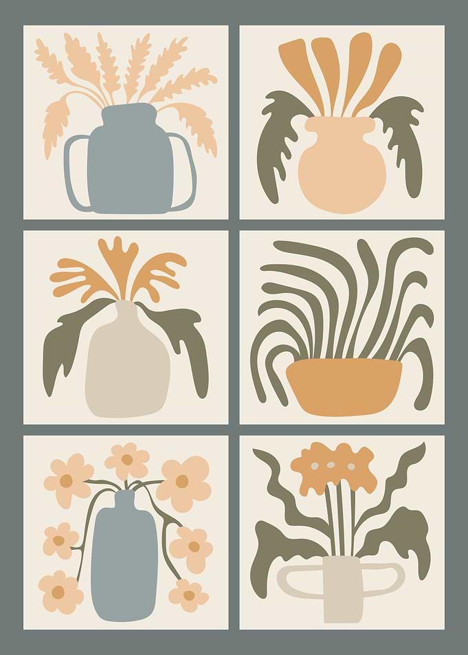 Minimalist Abstract Floral Wavy Flowers