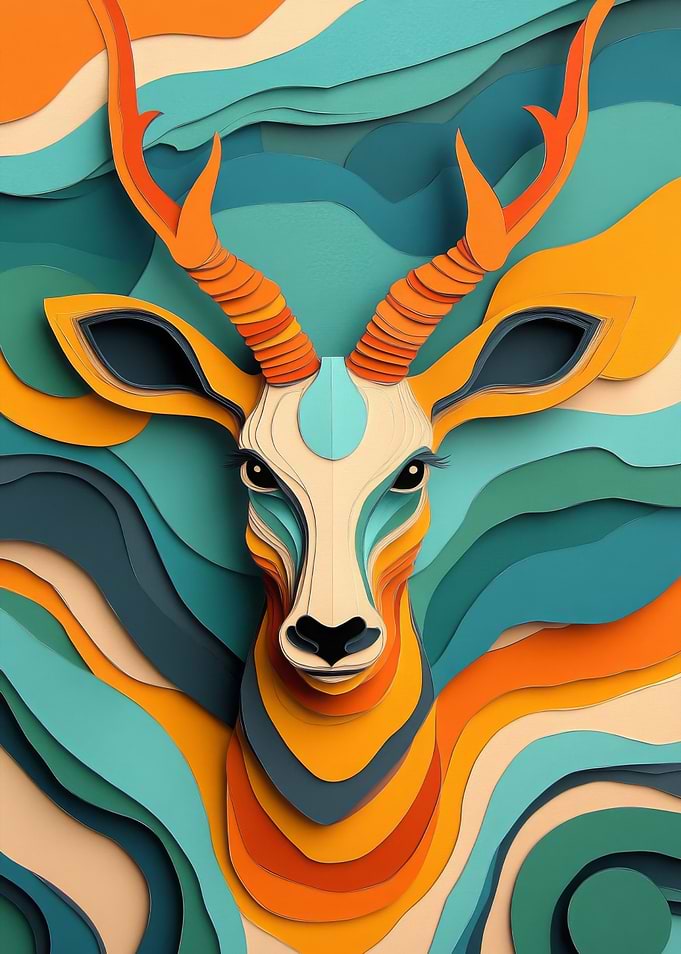 Papercut Deer Portrait