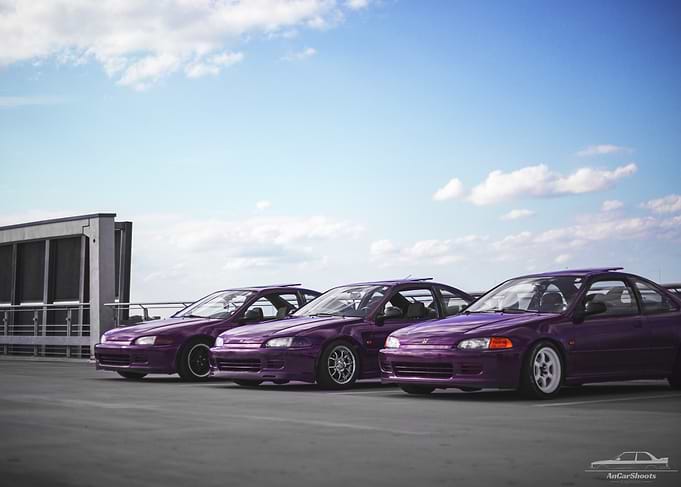 Purple Honda Civic Lineup