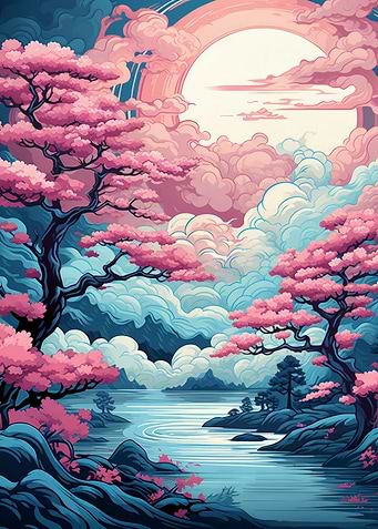 Serene Sakura: Dreamscape at Dusk