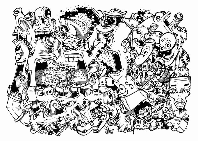 Abstract Graffiti Doodle Chaos Maze - Shadow