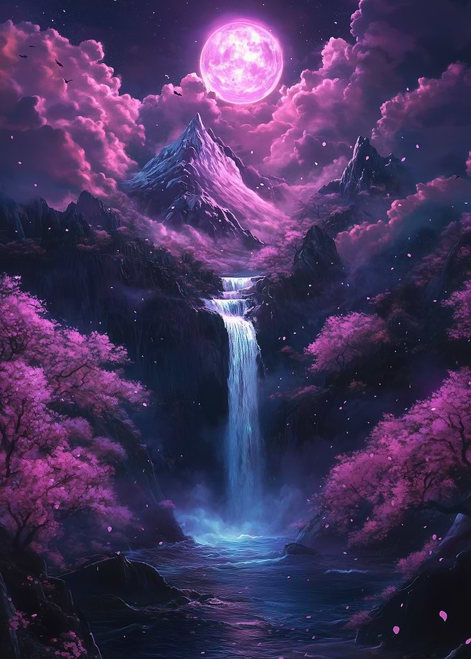 Pink Moon Waterfall