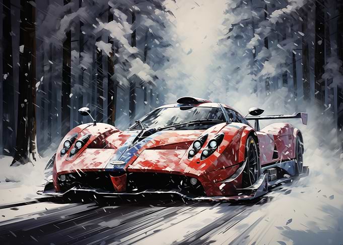 Pagani Huayra Snowy Forest